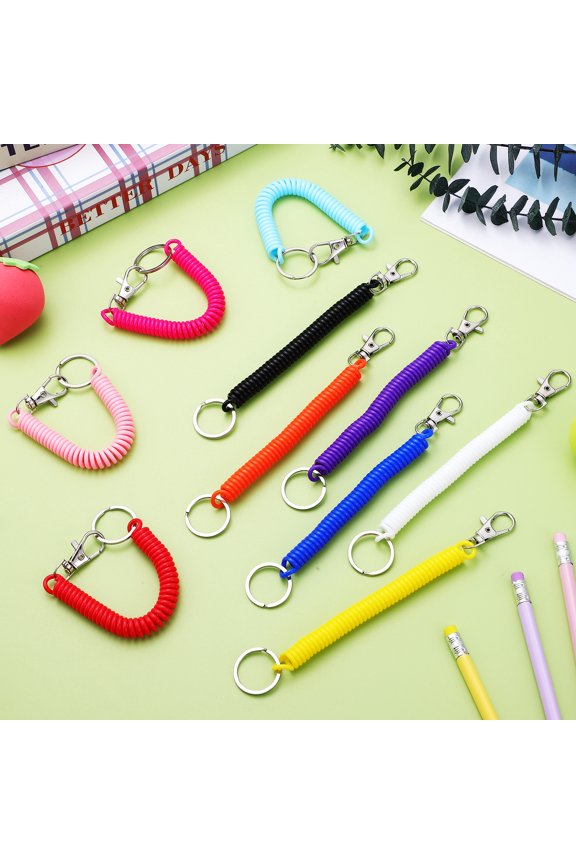 10 Pcs Stretchy Keychain Lanyard Assorted Color Plastic Secure Holding for Small Items