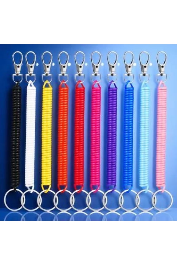 10 Pcs Stretchy Keychain Lanyard Assorted Color Plastic Secure Holding for Small Items