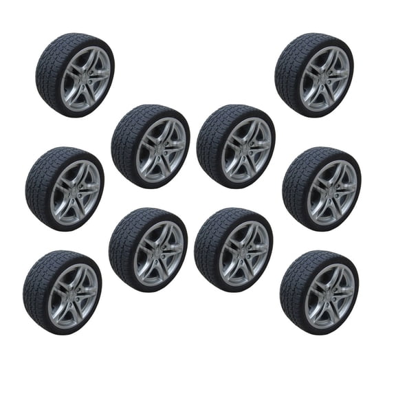 HEANUJJ Toy Car Wheels Black Round Shape Replacement Parts for Model Cars and Projects