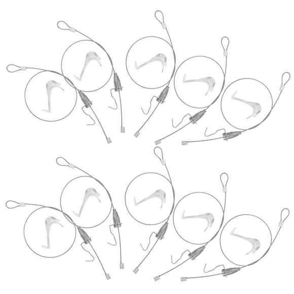 HEANUJJ 10 Sets Stainless Steel Adjustable Length Picture Hangers Silver