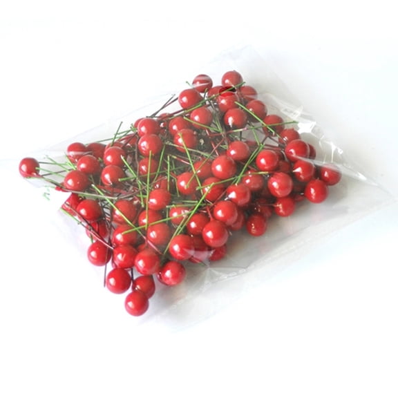HEANUJJ 100pcs Realistic Red Artificial Cherries for Crafts, Holiday Decorations, Floral Arrangements, and Home Decor