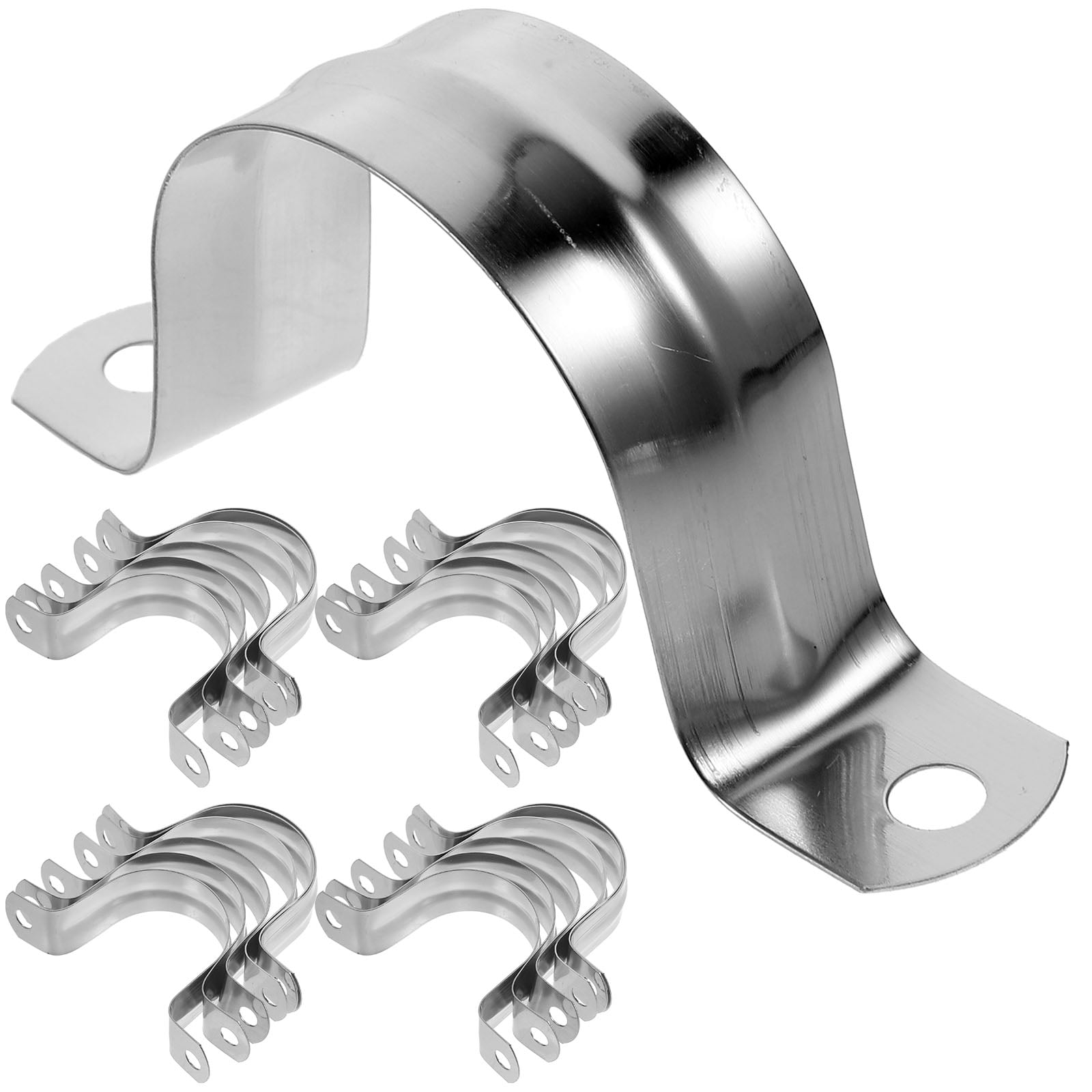 HEANUJJ 100Pcs Plated Silver Metal Tube Clamps Heavy Duty U-Shaped Strap Clips for Secure Tube Fixing