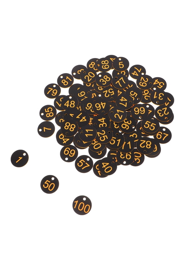 100Pcs Numbered Plastic Labels for Home Use Black Round Number Key Tags and Lightweight