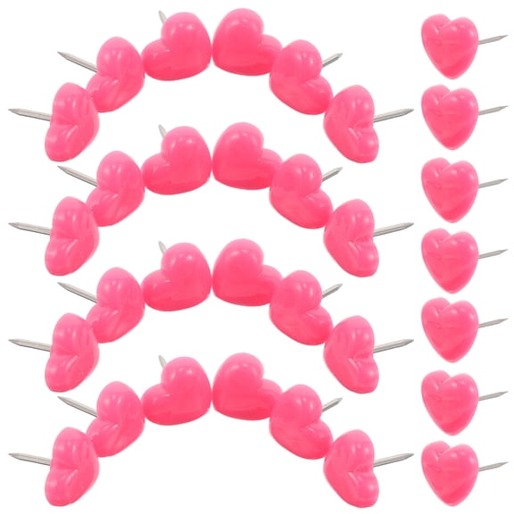 HEANUJJ 100Pcs Pink Heart Push Pins for Office Use Corkboard Photo Holder Thumbtacks with Romantic Design