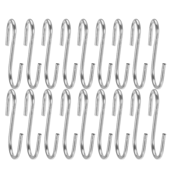 HEANUJJ 100Pcs Plated Silver S Shaped Wire Hooks for Hanging Kitchen Utensils Clothes and Bags