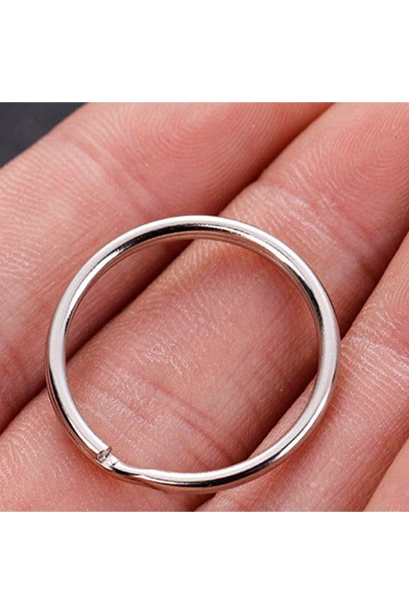 100Pcs Plated Silver Metal Split Circular Key Ring Flat Design for Secure Key Linking
