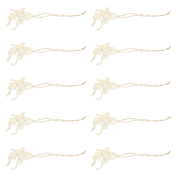 HEANUJJ 10Pcs Shape Embellishment Angel Wings Wooden Tags with Rope for Party and Art Projects