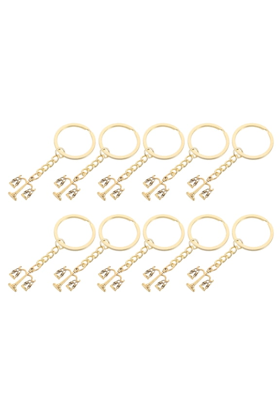 10Pcs Golden Lawyer Keyring with Scale of Justice and Gavel Keychain Charm