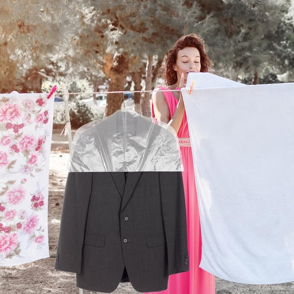 HEANUJJ 10Pcs Plastic Clothes Covers Breathable Wardrobe Garment Bags Reusable for Travel