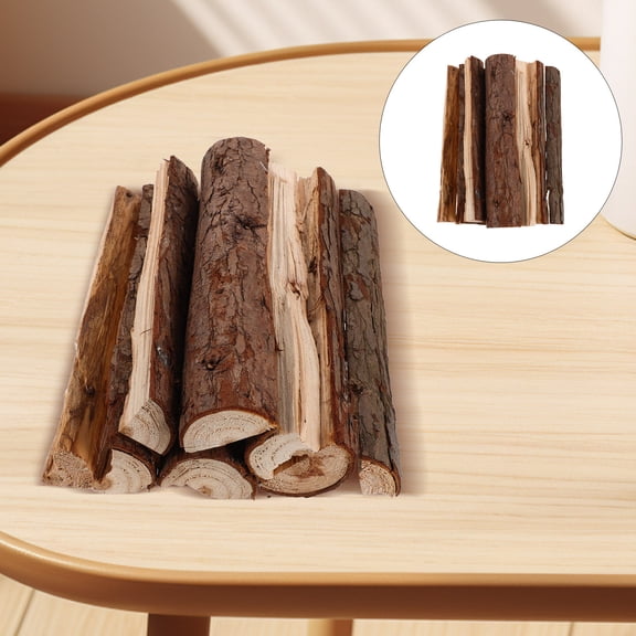 HEANUJJ 10Pcs Fireplace Logs in Brown, Rustic Wood Decor for Indoor Mantel and Outdoor Party