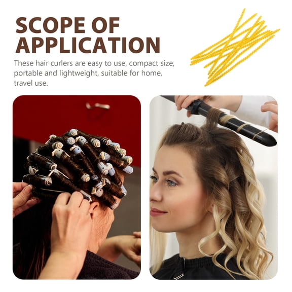 HEANUJJ 10Pcs Flexible Silicone Perm Rods Yellow Spiral Curling Hair Rollers for Effortless Styling