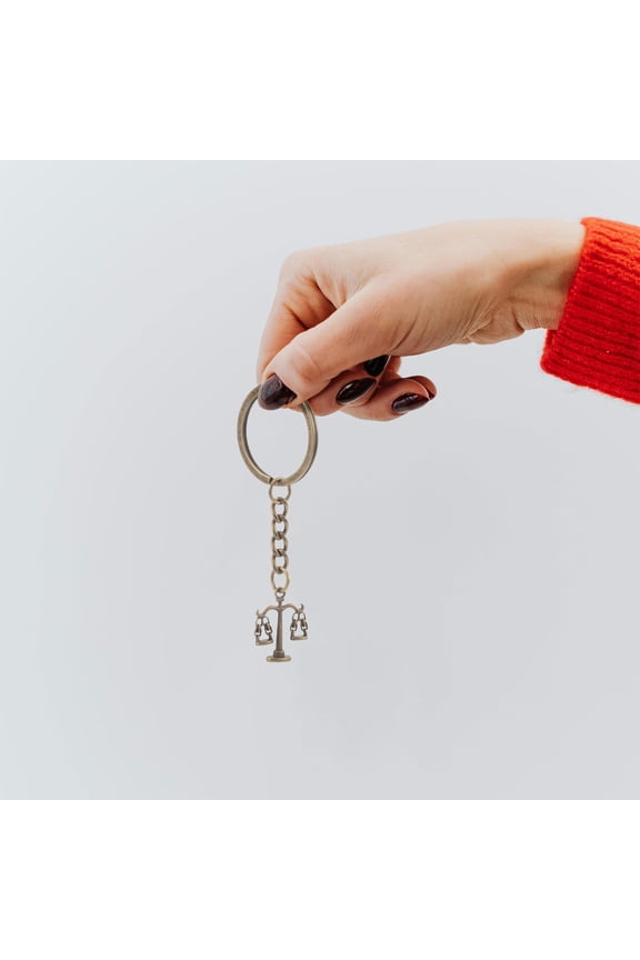 10Pcs Metal Lawyer Key Ring Coffee Color Justice Scale Pendant Stylish Keychain for Legal Professionals