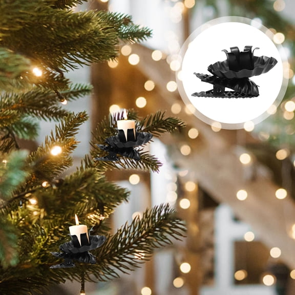 HEANUJJ 10Pcs Xmas Candle Holder Clips with Stable Flat Bottom for Holiday Party Decor