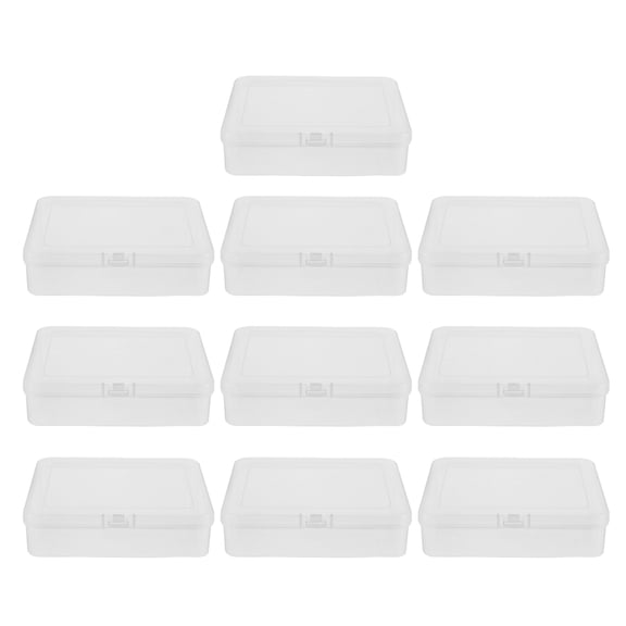 HEANUJJ 10Pcs Clear Plastic Storage Boxes with Hinged Lid for Small Craft Supplies Organization
