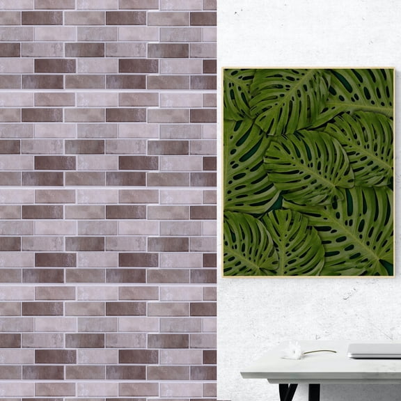 HEANUJJ 10Pcs Self Adhesive Brick Pattern Tile Decals Removable Wall Sticker for Home Decor