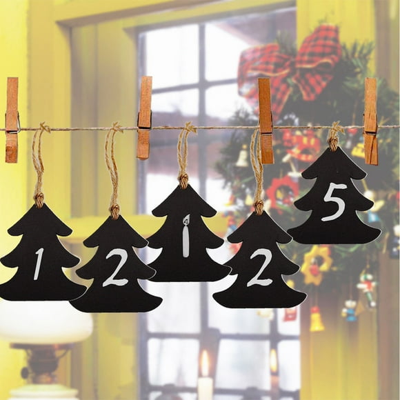 HEANUJJ Chalk Board Sign Boardoard Christmas Tree Shaped Blackboard Pendant Black Bamboo 10pcs
