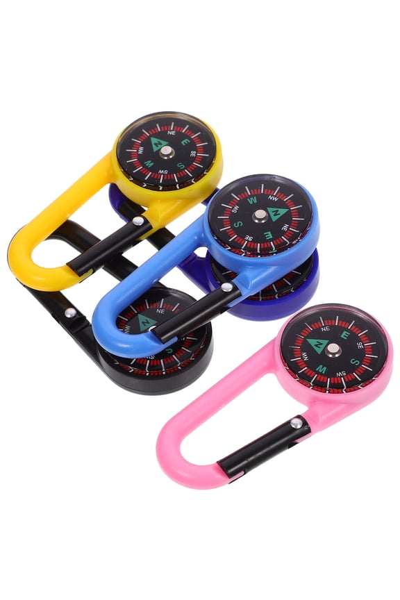 10Pcs Survival Compass Keychain Carabiner Acrylic Outdoor Adventure Direction Finding Assorted Color