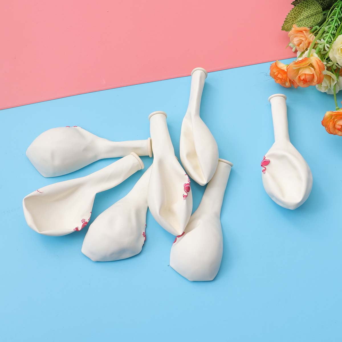 HEANUJJ 10Pcs White Balloon Set for Hawaii Theme Party Festival Decor with Chic Flamingo Print and Latex Material