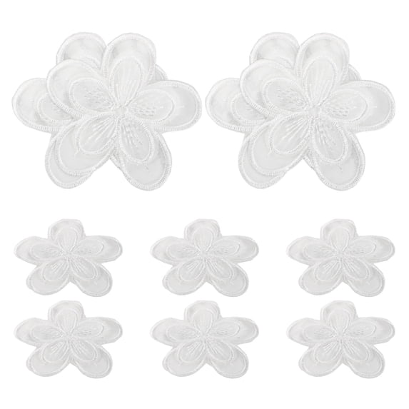 HEANUJJ Organza Embroidery Applique Patches White Self-Adhesive for DIY