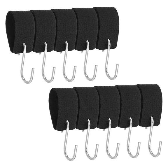 HEANUJJ Black PU-Coated Metal S-Hooks for Home Decor and Organization, Set of 10 Hanging Hooks