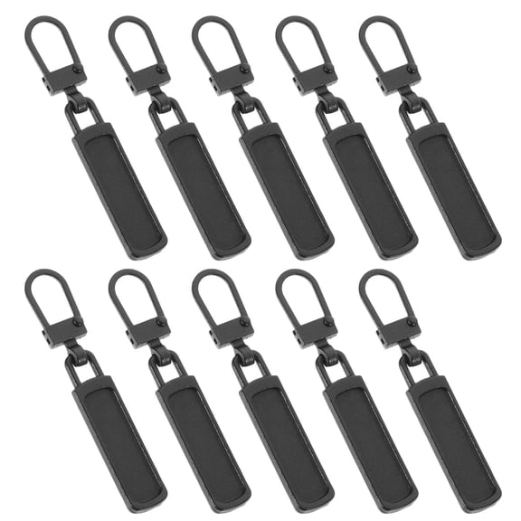 HEANUJJ 10pcs Black Metal Zipper Pulls Replacement Repair Kit for General Use and Maintenance