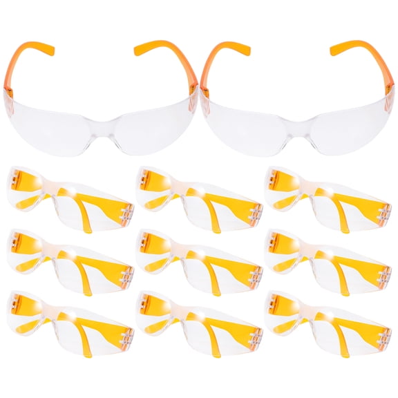 HEANUJJ 12Pcs Orange Protective Goggles Over Glasses Lightweight Anti Scratch Eyewear for Home Activities