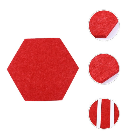 HEANUJJ 12Pcs Red Hexagon Felt Message Board with Adhesive Back for Office Use