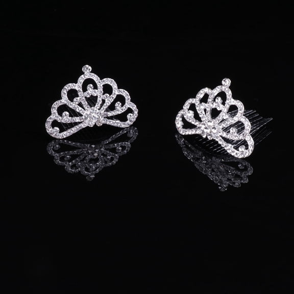 HEANUJJ 12pcs Tiara Hair Combs Crown Shape Elegant Silver Headwear for Girls Festival