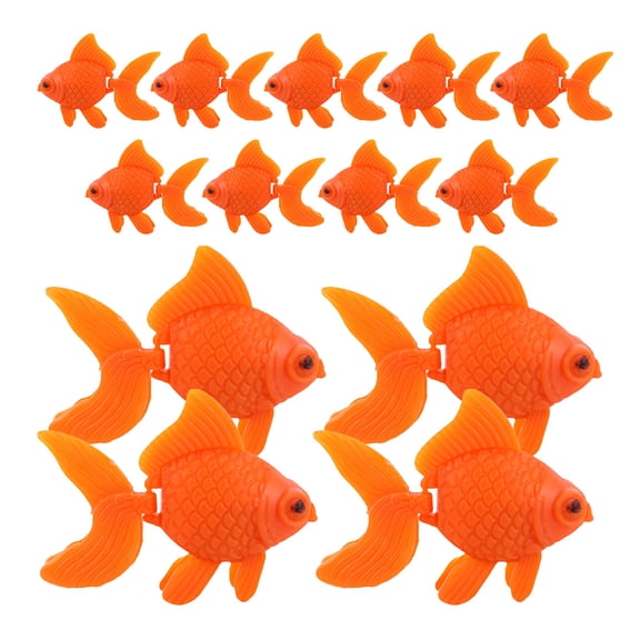 HEANUJJ 13pcs Realistic Plastic Fish Figurines for Aquarium Decoration Orange