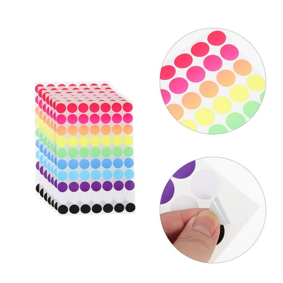 HEANUJJ 1400 Multi- Label Stickers for Home, Office, and School Organization, Colorful Round Adhesive Labels