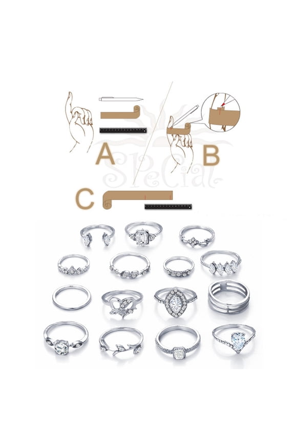 15Pcs Round Rings for Women Simple Joint Design Jewelry for Vacation