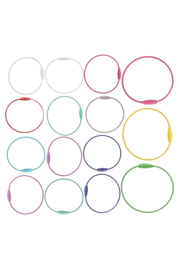15pcs Wire Cable Keychains Key Holder Practical Design Assorted Color