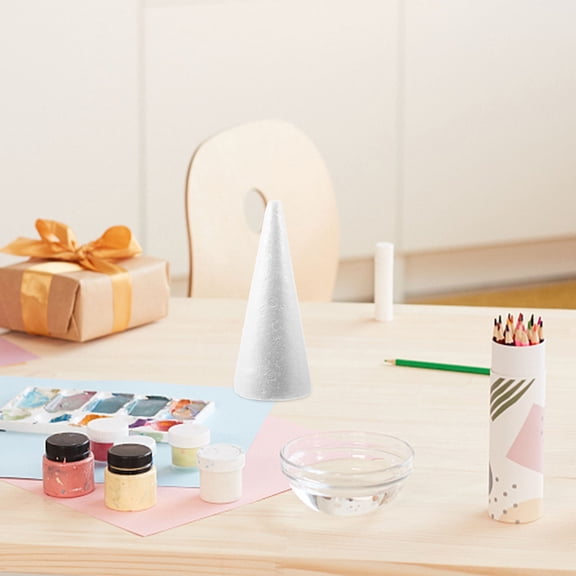 HEANUJJ 16Pcs White Foam Craft Cones for Painting Cutting Gluing and Making Decorative Art Adornments