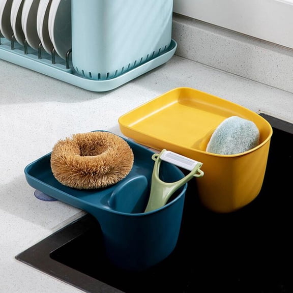 HEANUJJ 1-Pack Plastic Sink Drain Rack with Cup for Household Storage and Organization