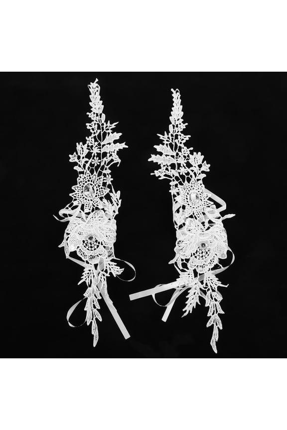 White Fingerless Lace Wedding Gloves with Rhinestone Accents, Adjustable Bridal Gloves for Wedding and Special Occasions
