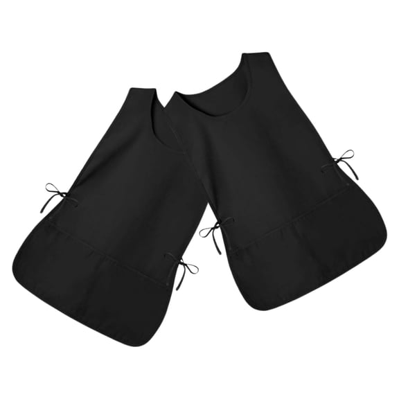 HEANUJJ 1Pair Black Adjustable Smock Apron with Side Tie for Kitchen Tasks and Salon Work