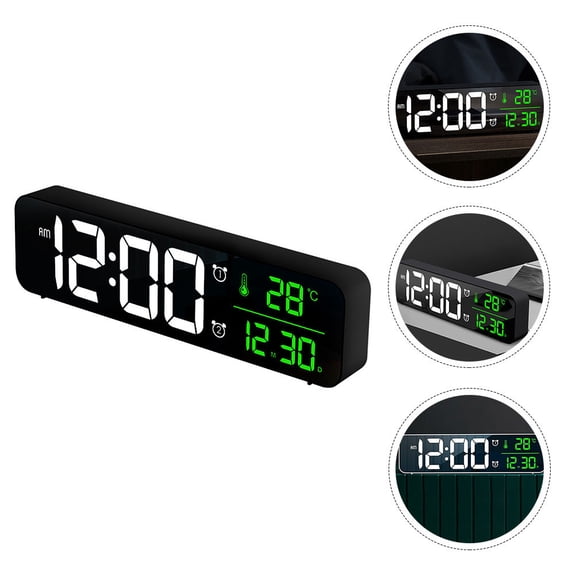 HEANUJJ 1Pc Black LED Alarm Clock with Adjustable Brightness and 40 Ringtones for Time Reminding