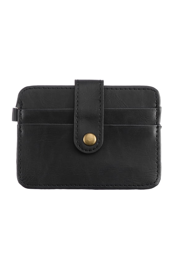 PU Short Wallet Black for Men Portable Coins Purse with Huge Capacity 1Pc