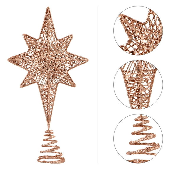HEANUJJ 1Pc Unique Tree Topper Eight Pointed Star Tree Topper Iron Golden for Families Gathering