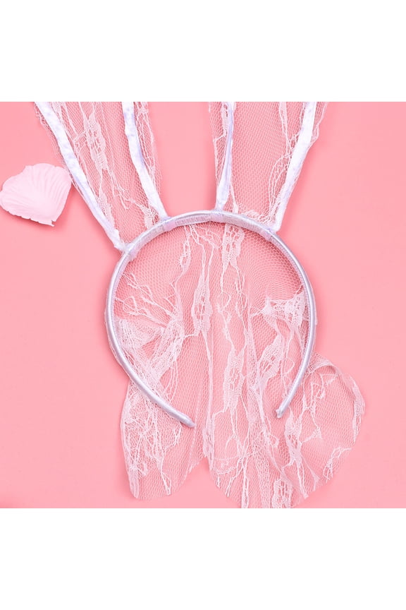 Rabbit Ear Headwear White Lightweight Cosplay Decoration 1Pc