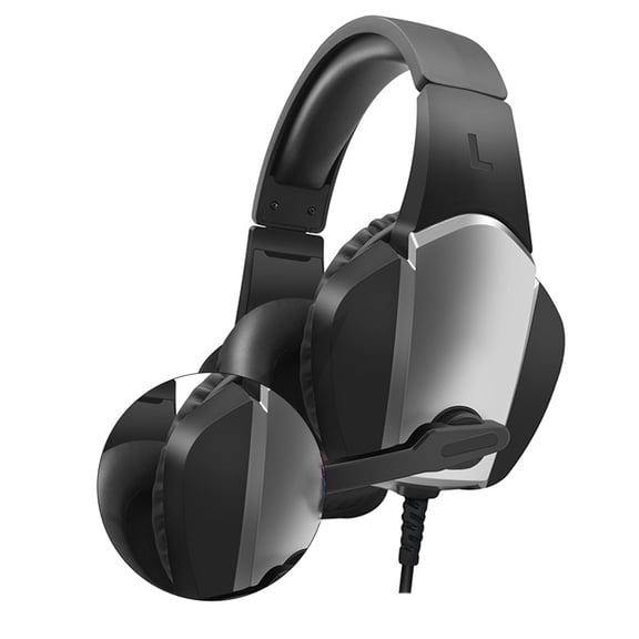 HEANUJJ Professional Gaming Headset, Glowing, Black, Adjustable Mic, Soft Cushion, for Computer Use