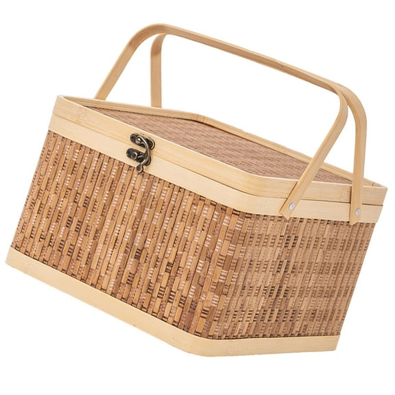 HEANUJJ Natural Bamboo Egg Storage Basket with Handle Large Multipurpose Basket