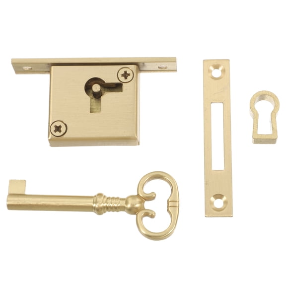 HEANUJJ Vintage Style Golden Cabinet Door Lock with Key, Secure Furniture Drawers and Cabinets, 1 Set
