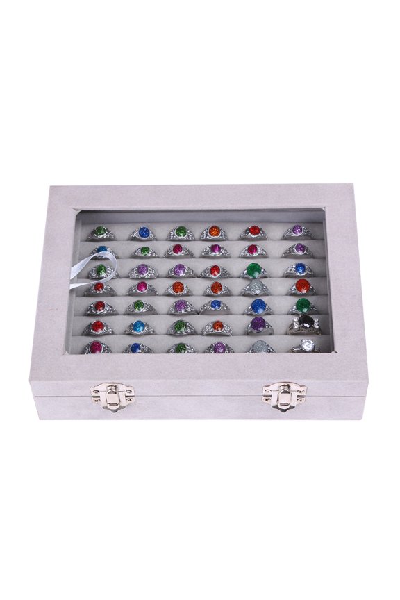 1Set Grey Wooden Jewelry Box For Storage Organization Elegant Design For Women