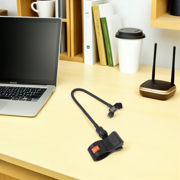 HEANUJJ 1Set Compact Black Tabletop Mic Holder with Multiangle Adjustable Arm for Home Broadcast