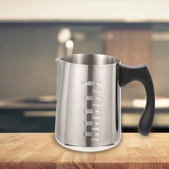HEANUJJ Stainless Steel Coffee Frothing Pitcher with Ergonomic Handle, Creamer Jug for Latte, Cappuccino, and Espresso
