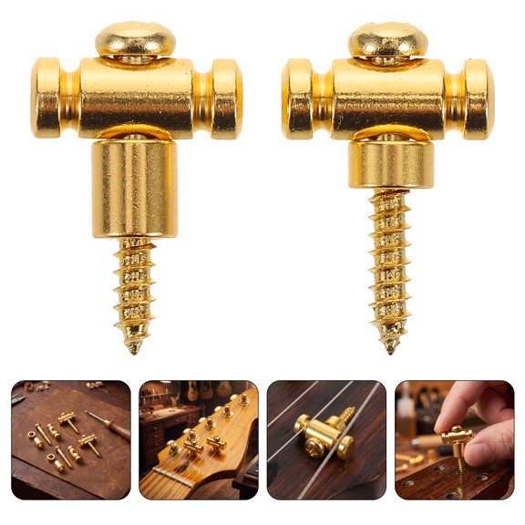 HEANUJJ 2 Pairs Brass Headstock String Trees for Electric Guitar and Bass