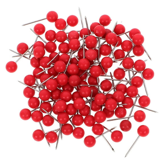 HEANUJJ 200Pcs Red Round Head Push Pins Stainless Steel Needle for Map Cork Board Marking