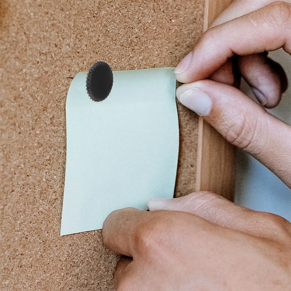 HEANUJJ 200Pcs Black Plastic Round Thumb Tacks for Office Cork Bulletin Boards Gear Shape Push Pins