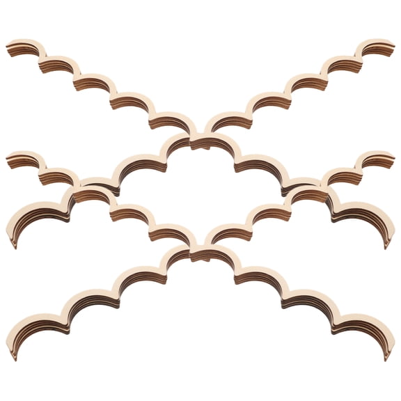 HEANUJJ 20Pcs Beige Wooden Wall Border Decor Decorative Scalloped Wood Edging Trim for Home